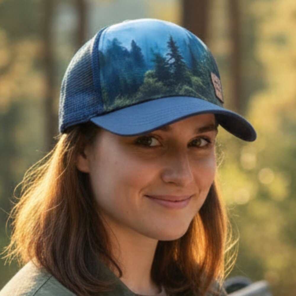 Turtle Fur Pine Tree Forest Tranquility Trail Blazer Trucker Hat